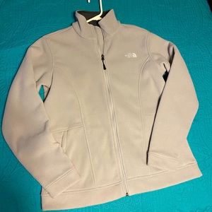 The North Face off white, cream fuzzy jacket. Size XLl